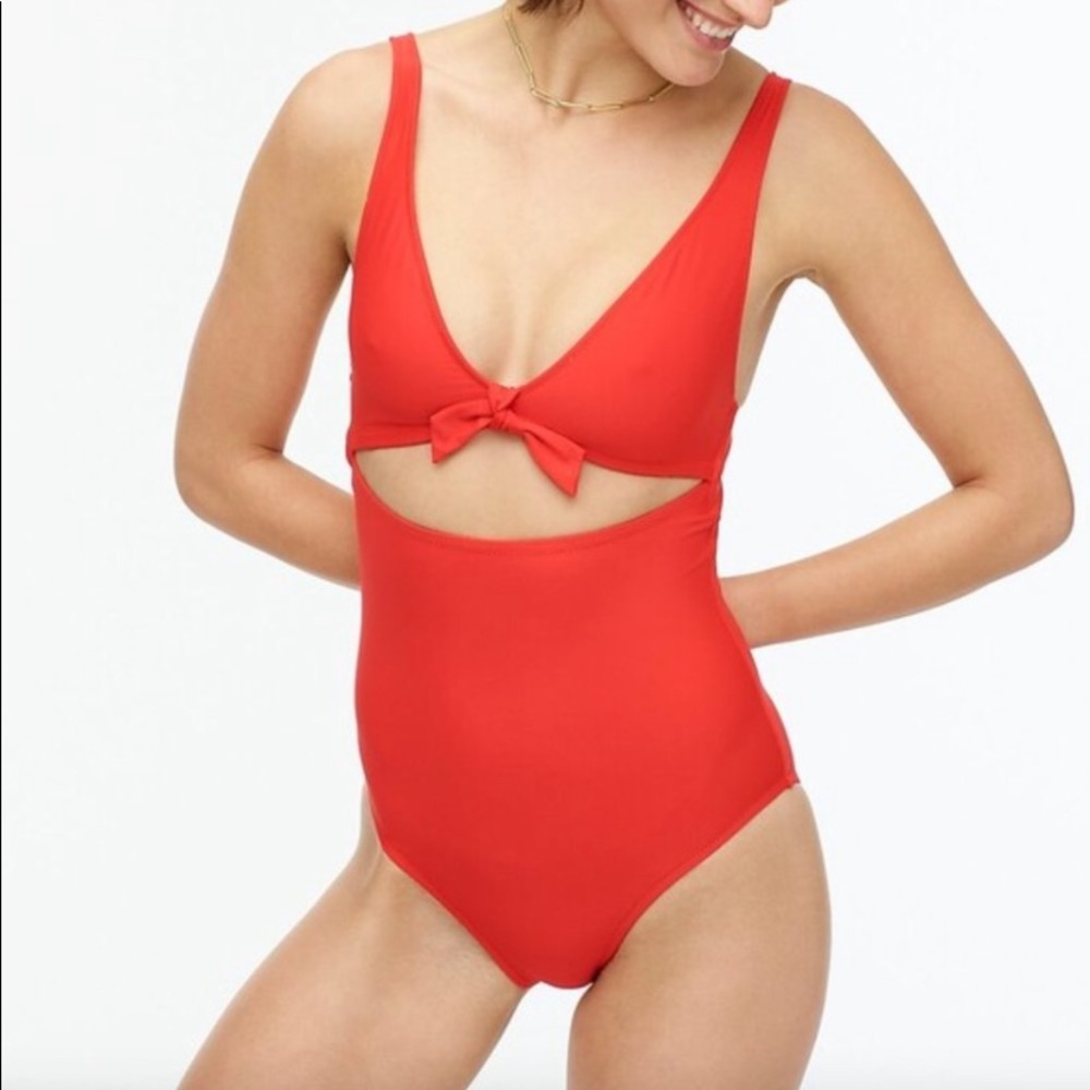 J crew tie front swimsuit bright cerise size 0 brand new with tags